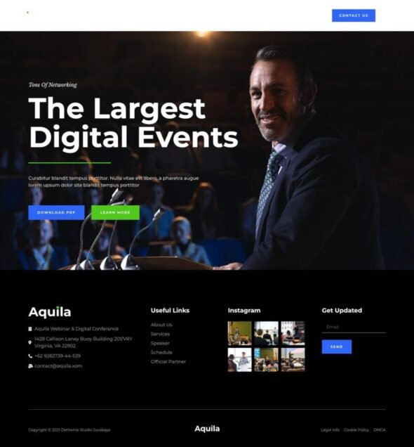 Aquila Webinar & Digital Conference Elementor Template Kit