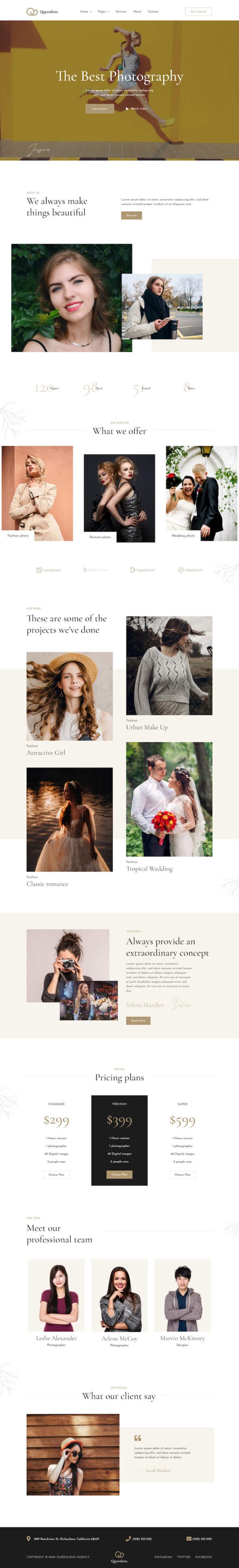 Queenlens - Portfolio & Photography Elementor Template Kit