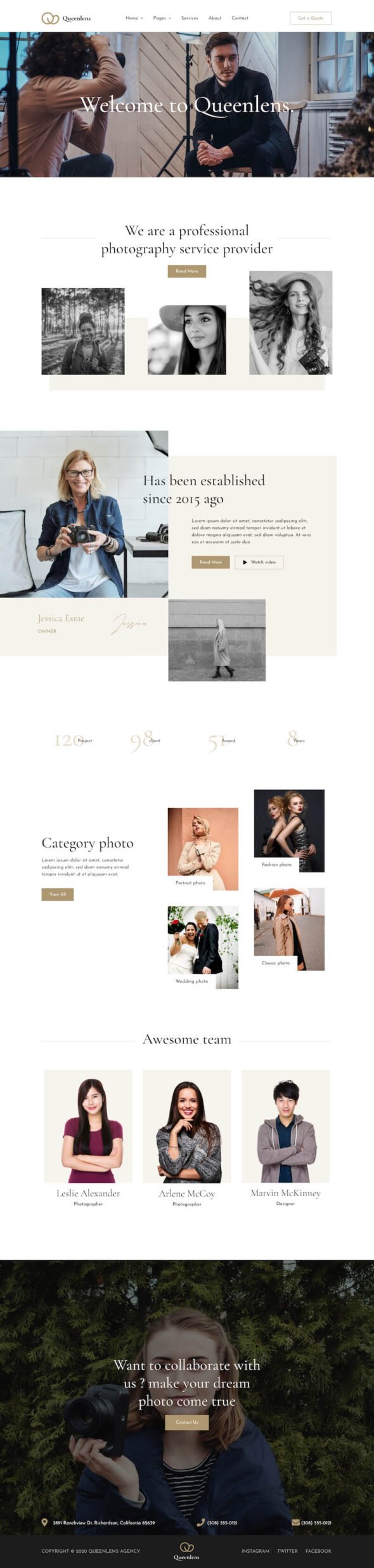 Queenlens - Portfolio & Photography Elementor Template Kit