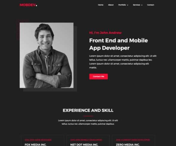 Mobdev - Creative Portfolio & Resume Elementor Template Kit