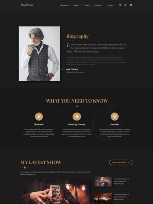 Magicom - Magician & Comedian Club Elementor Pro Template Kit