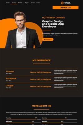 Orange CV/Creative Portfolio Elementor Template Kits