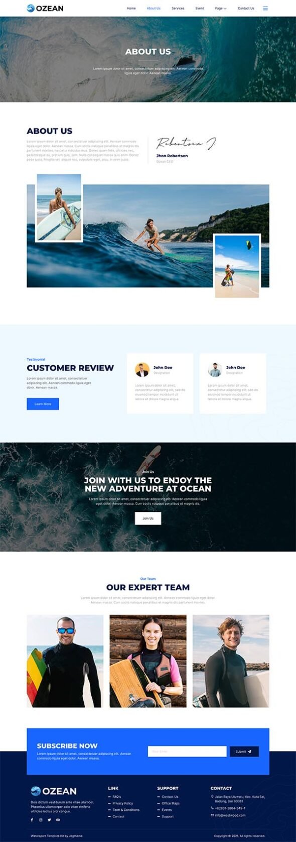 Ozean – Water Sports & Surfing Elementor Template Kit