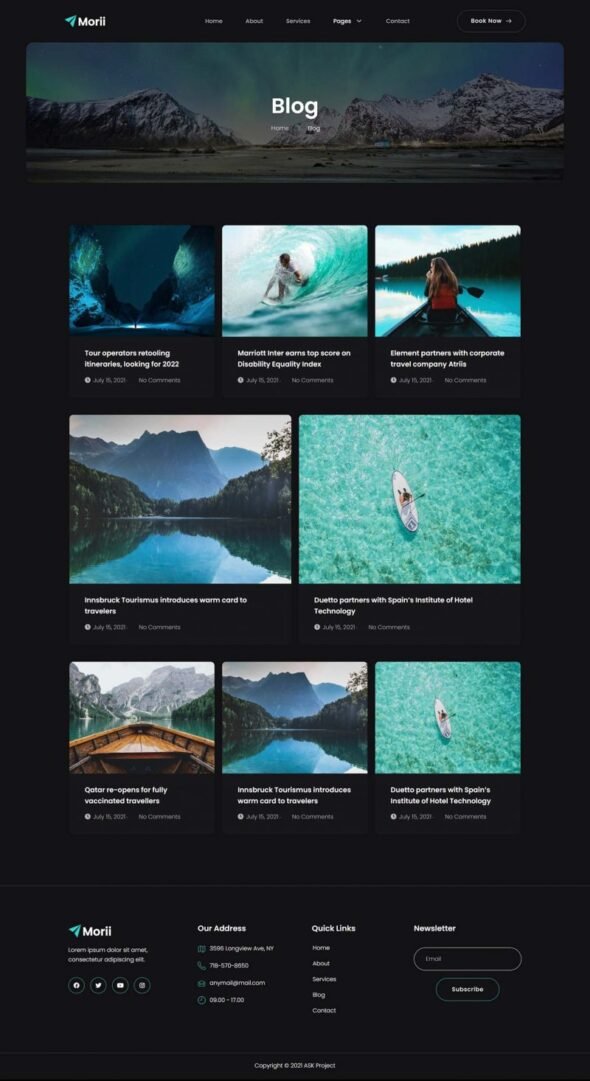 Morii - Adventure Travel & Tourism Elementor Template Kit