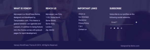 Venexy - Low Firm, lawyer, low office, attorney website elementor templates free download