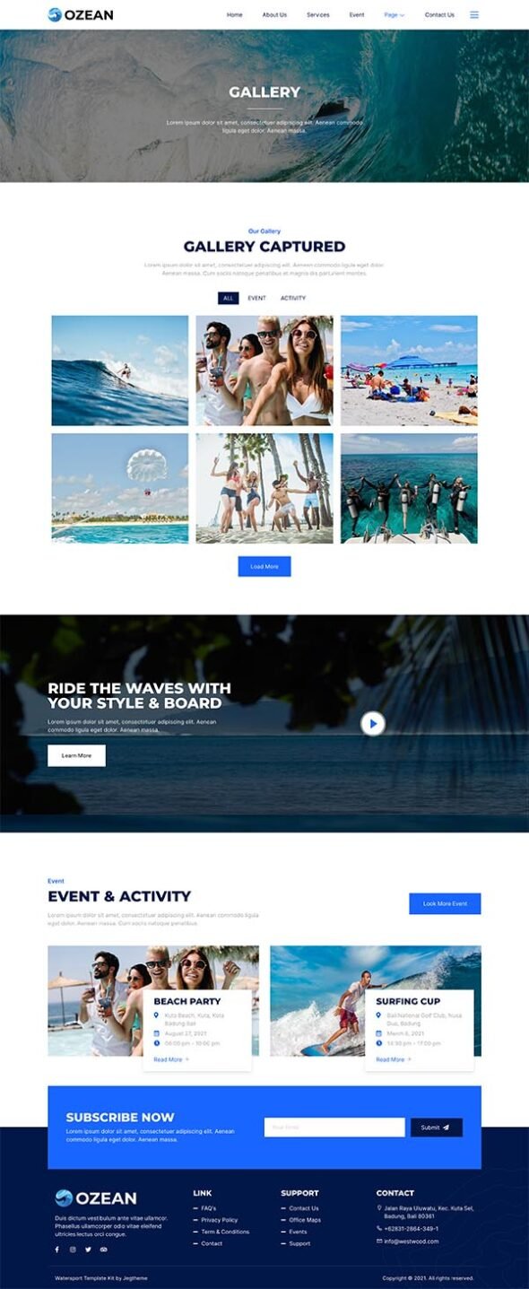 Ozean – Water Sports & Surfing Elementor Template Kit