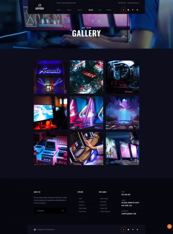 Sintix - Gaming Studio Elementor Template Kit