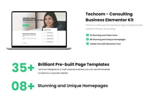 Techcom - Investment Consulting Elementor Template Kit