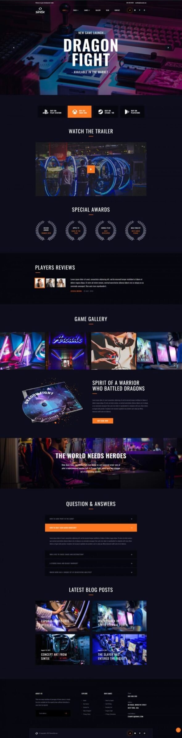 Sintix - Gaming Studio Elementor Template Kit