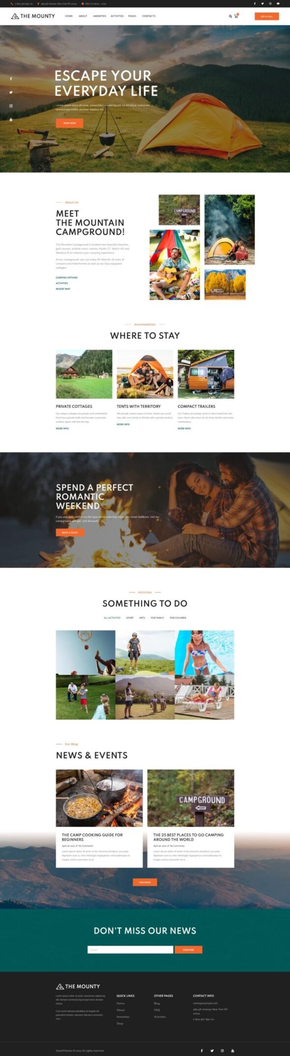 The Mounty | Hiking Campground & Children Camping WordPress Theme