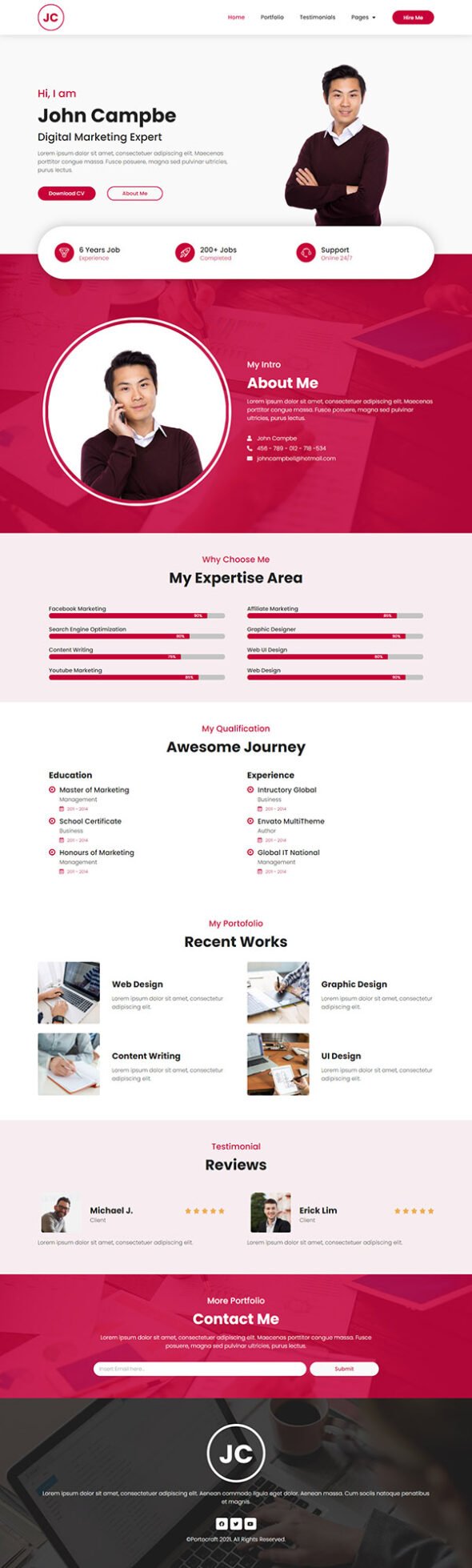 JC - CV Resume Elementor Template Kit