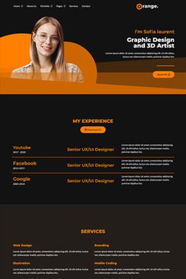 Orange CV/Creative Portfolio Elementor Template Kits