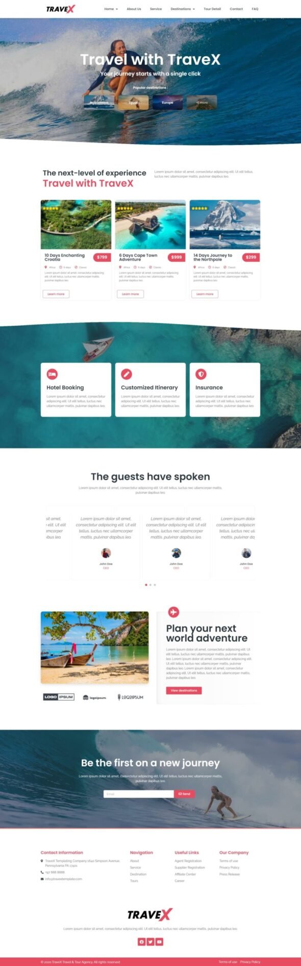 TraveX - Travel & Tour Agency Elementor Template Kit