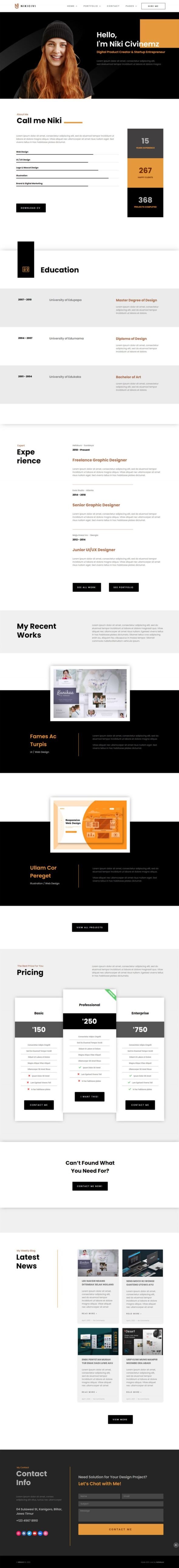 Nikicivi - Elegant CV/Resume & Portfolio Elementor Template Kit