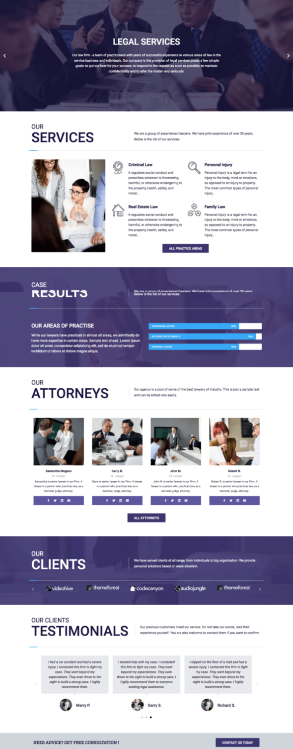 Venexy - Low Firm, lawyer, low office, attorney website elementor templates free download