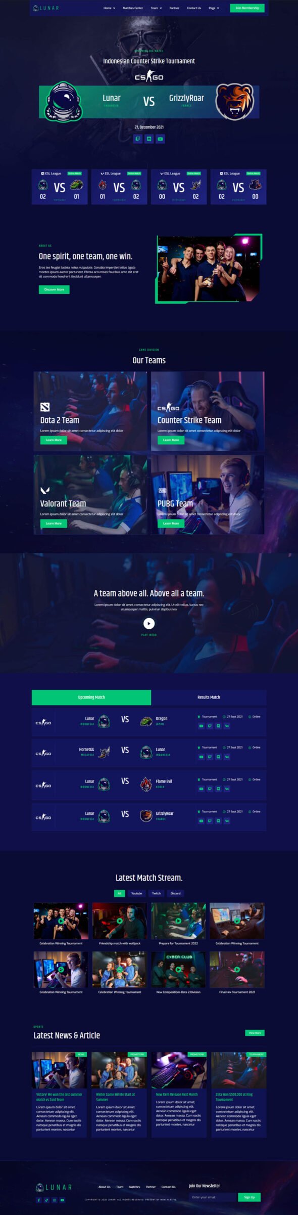 Lunar - Esports & Gaming Elementor Template Kit