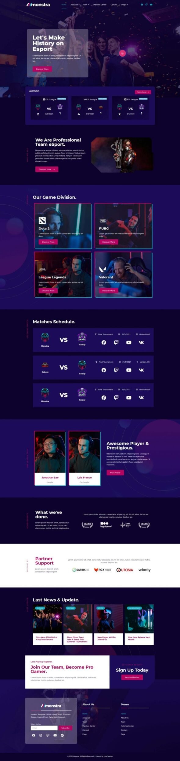 Monstra - Esports & Gaming Elementor Template Kit