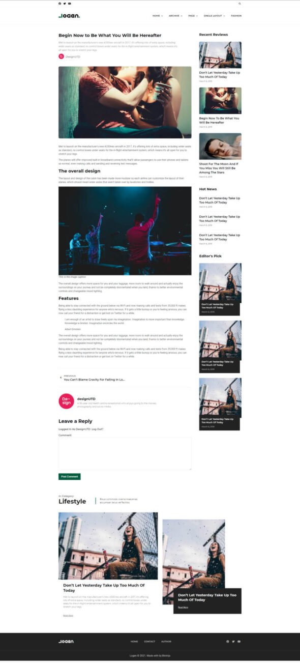 Logen - Lifestyle Blog Elementor Template Kit