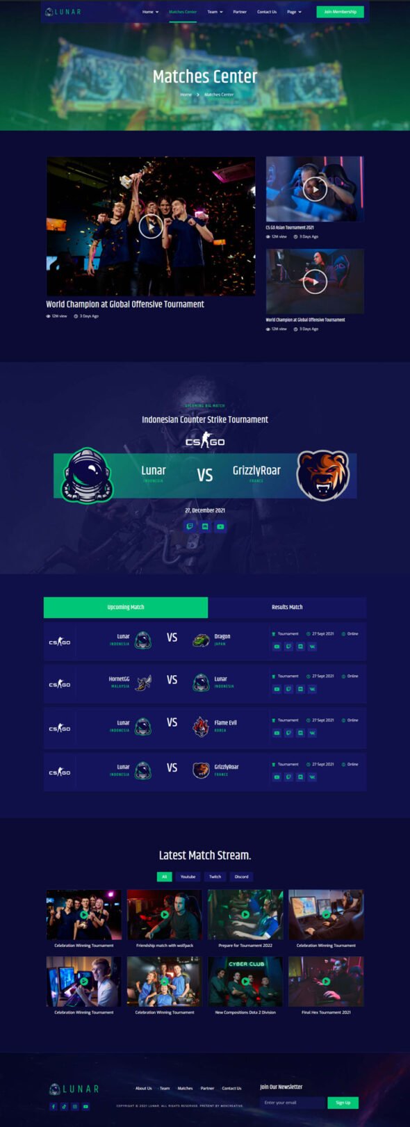 Lunar - Esports & Gaming Elementor Template Kit