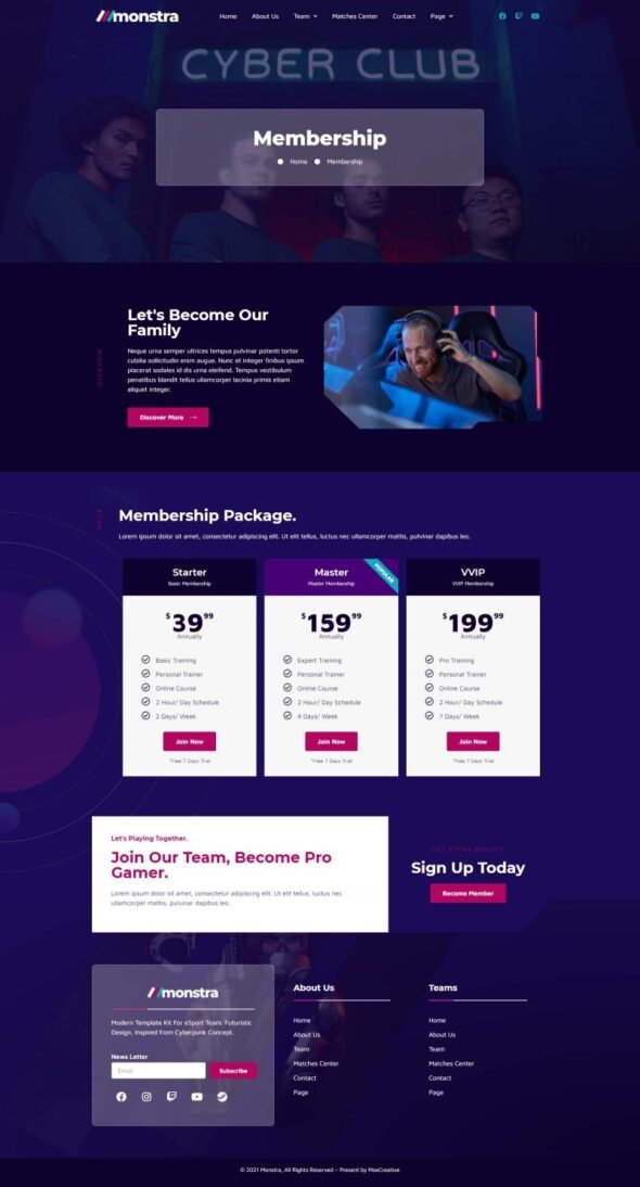 Monstra - Esports & Gaming Elementor Template Kit