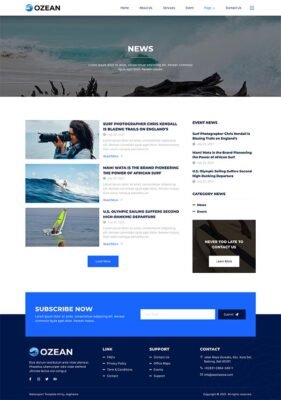 Ozean – Water Sports & Surfing Elementor Template Kit