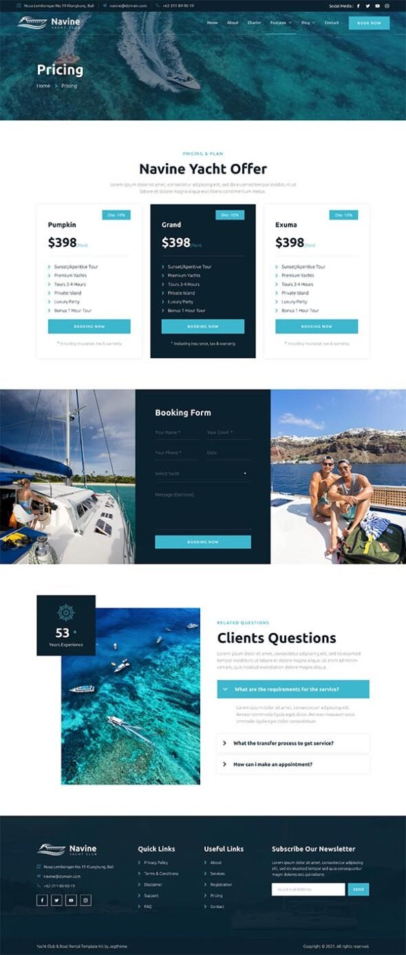 Navine – Yacht Club & Boat Rental Elementor Template Kit