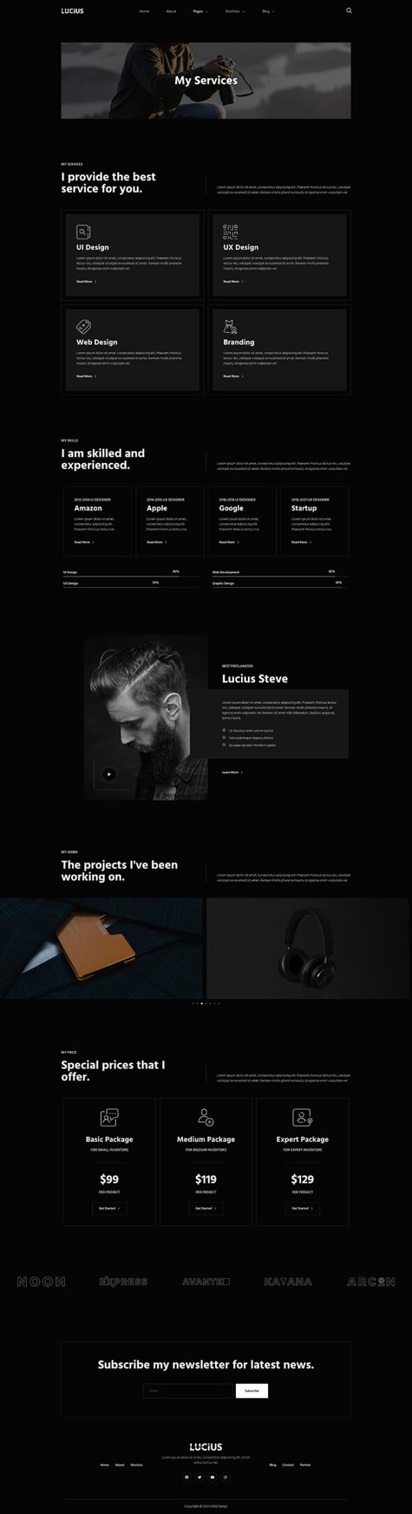 Lucius - Personal Portfolio Elementor Template Kit