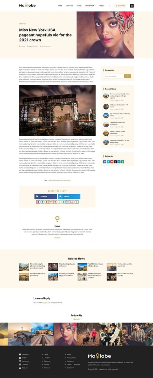 Maglobe - Magazine & News Elementor Template Kit