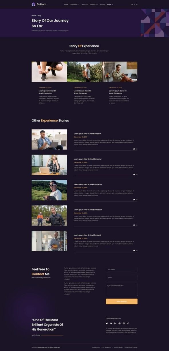 Calliam - Creative CV Elementor Template Kit