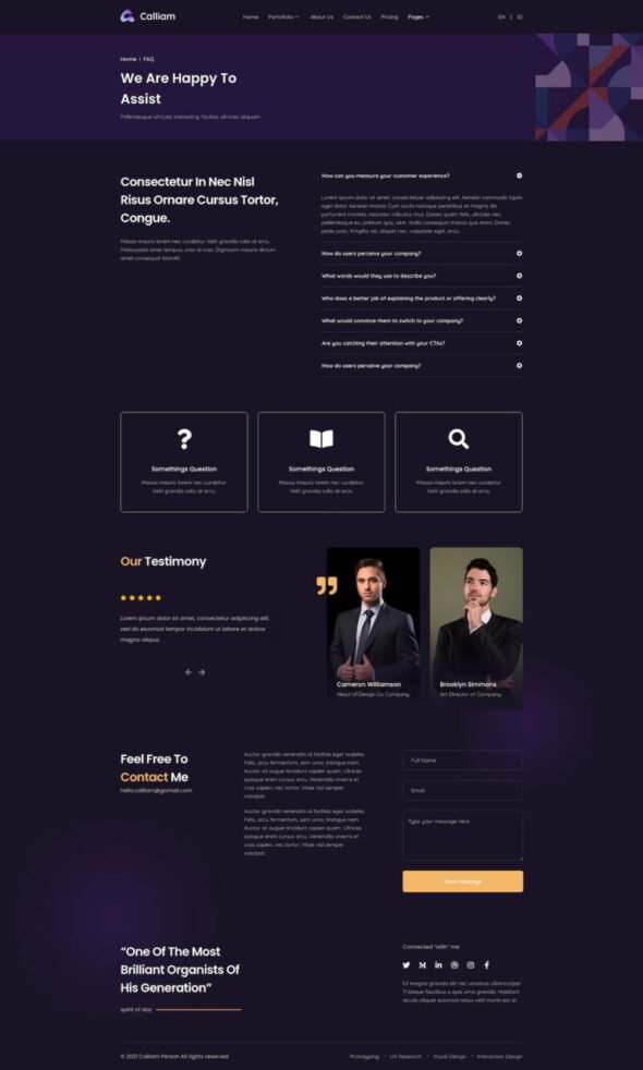 Calliam - Creative CV Elementor Template Kit