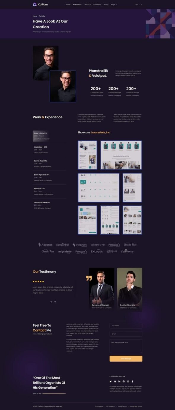 Calliam - Creative CV Elementor Template Kit