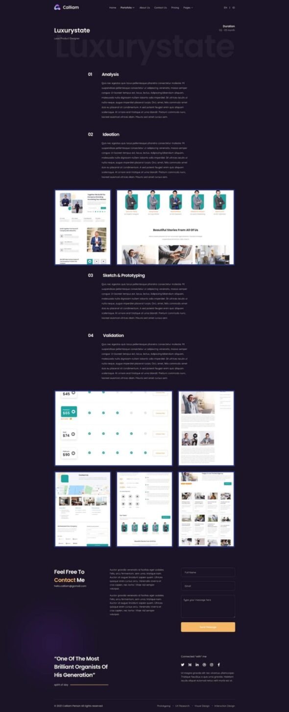 Calliam - Creative CV Elementor Template Kit