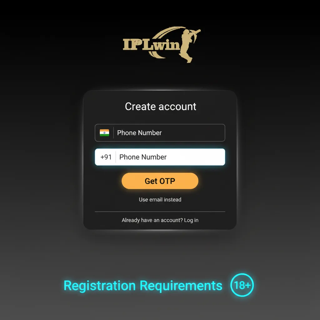 IPLWin registration: 18+ only, one account, Indian KYC (PAN/Aadhaar, address proof), details match ID, own payment methods.