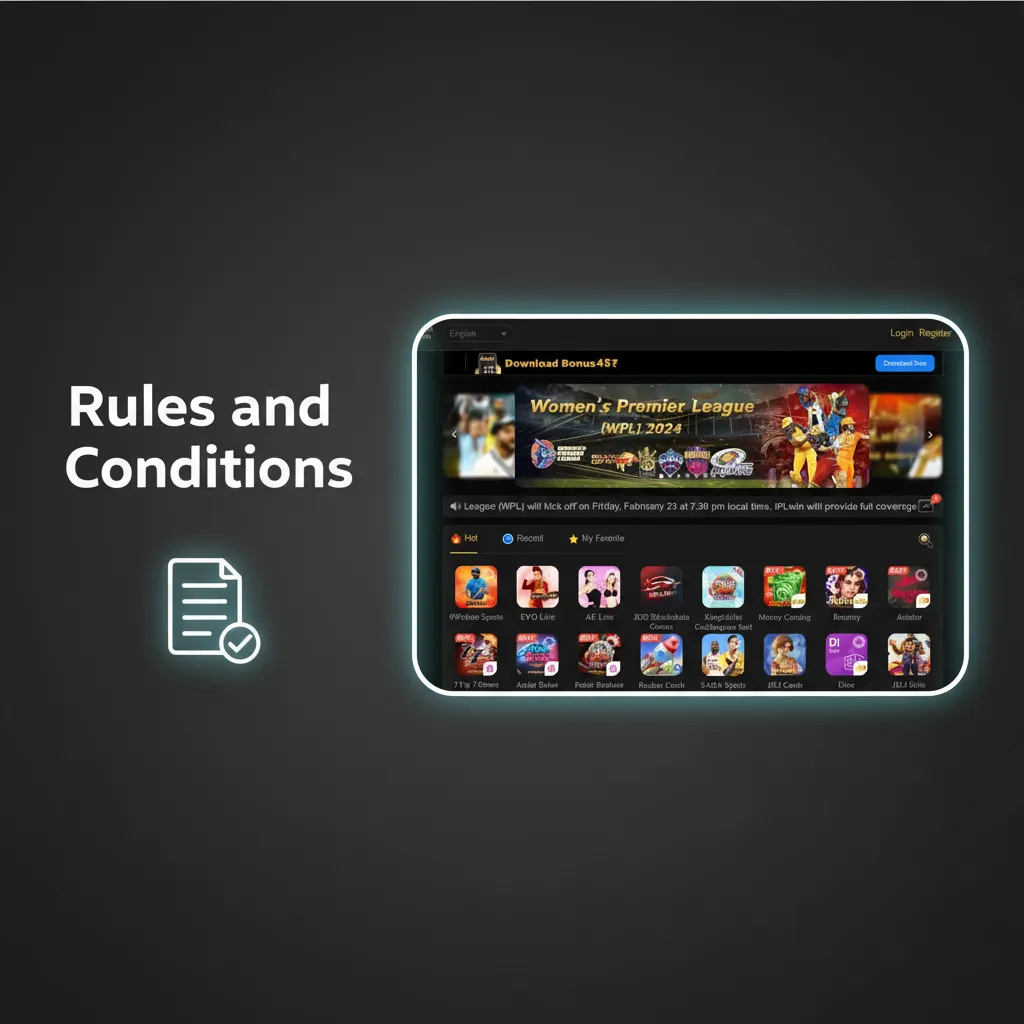 Rules and Conditions banner for India bettors: 18+, one account, KYC required, bonus limits, anti‑fraud, fair play.