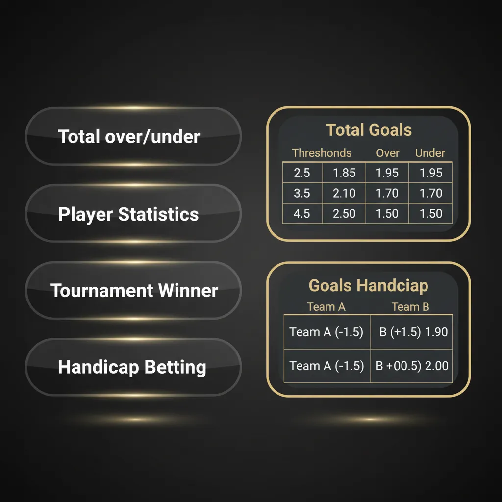 Types of bets infographic: Single, Express/Accumulator, and System with notes on payout rules, risk, and combinations.